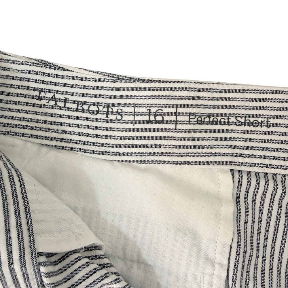 Talbots Perfect Shorts (16) Preppy Coastal Summer Black White Stripe Bermuda - Picture 9 of 12